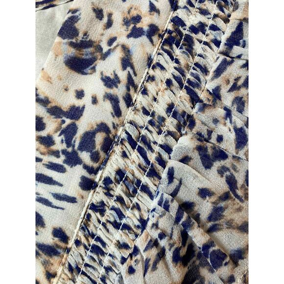 Hale Bob | Elsie Chiffon Tiered Midi Dress Ivory/Lilac Print | Small - Picture 4 of 8